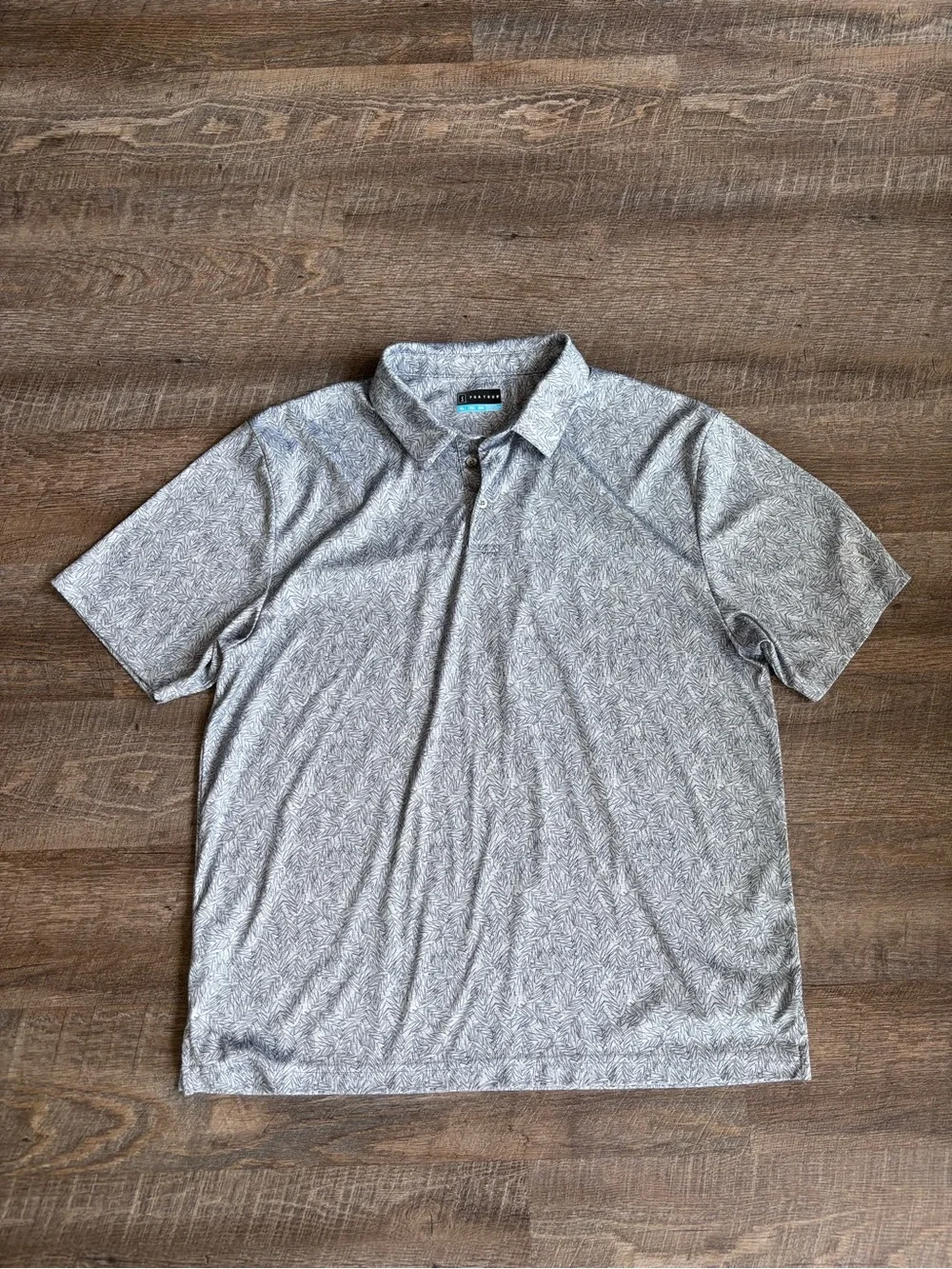 Mens PGA Tour Light Gray Subtle Pattern Polo -XL